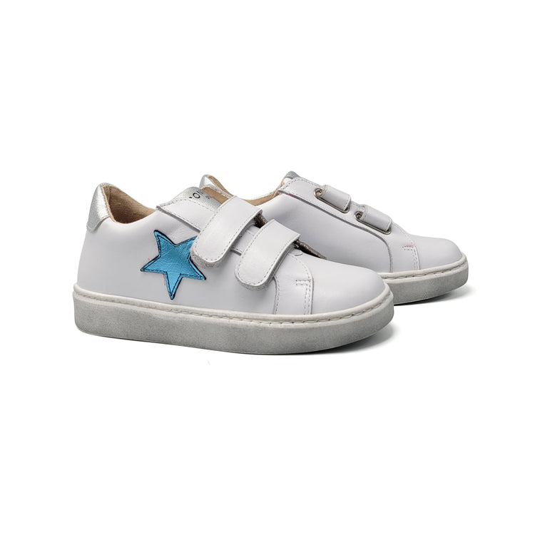 Confetti White Blue Star Velcro Sneaker 3439