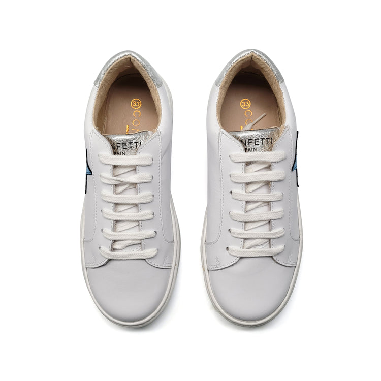 Confetti White Blue Star Lace Sneaker 3424