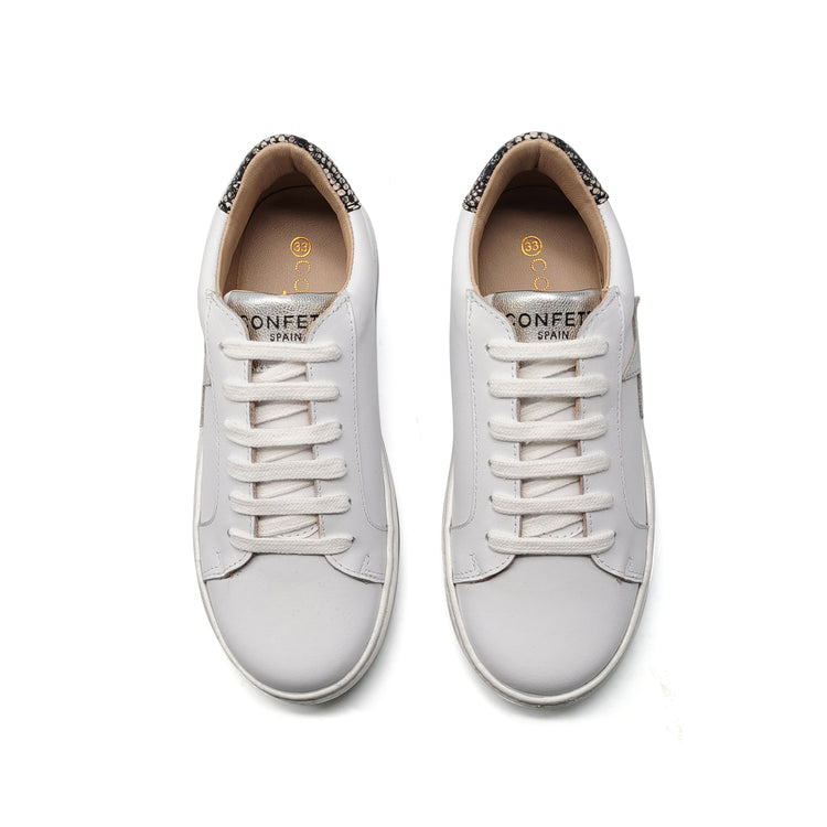 Confetti White Silver Star Lace Sneaker 3424