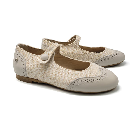 Manuela De Juan Beige Whicker Mary Jane S3106