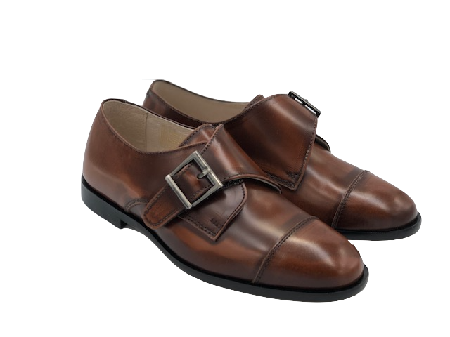 Hoo Brown Hi Shine Monk Strap Dress Shoe *IMPERFECT