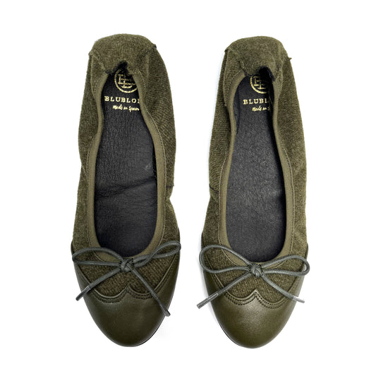 Blublonc Luisa Kaki Flannel Ballet Flat