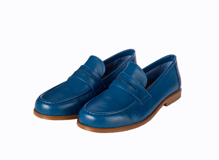 Papanatas Blue Leather Loafer 7040