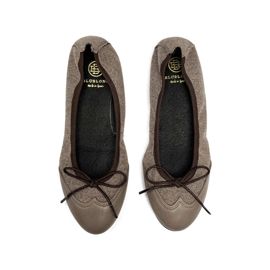 Blublonc Luisa Taupe Flannel Ballet Flat