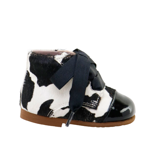 Papanatas Cow Print Lace Up Bootie 3601AB