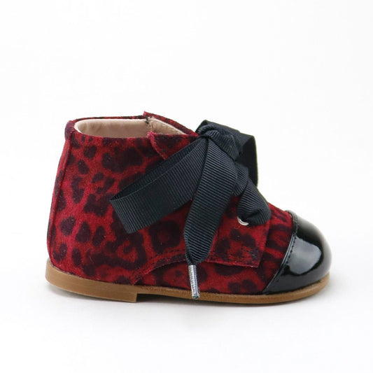 Papanatas Red Dalmatian Suede Lace Up Bootie 3601Z