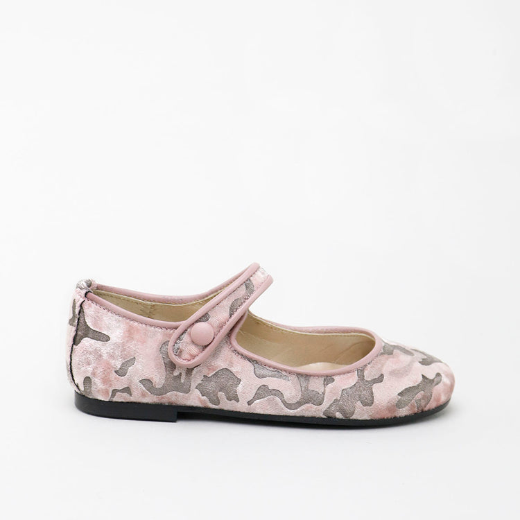 Papanatas Rose Camouflage Velvet Mary Jane 40001AB