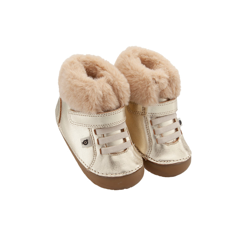 Oldsoles Gold Fur Velcro Hi Top Sneaker 4059