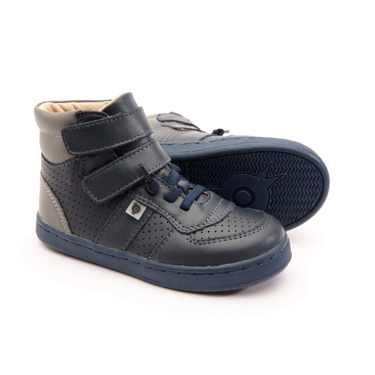 OldSoles Navy and Grey Velcro Hi Top Sneaker 6105