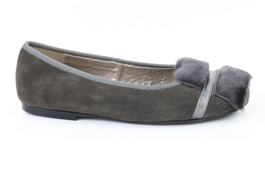 Papanatas Grey Suede Slip On with Faux Fur 6930X