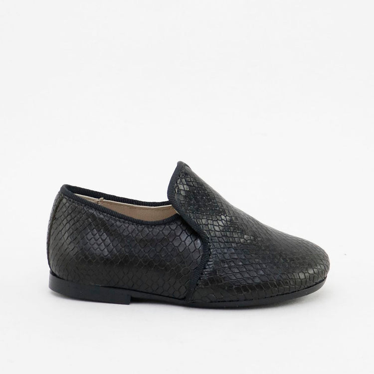 Papanatas Black Snakeskin Slip On Loafer 6957Z