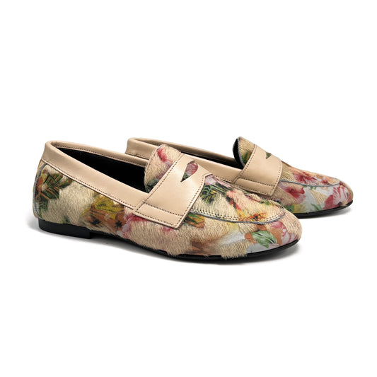 Blublonc Caylee Taupe Floral Penny Slip on