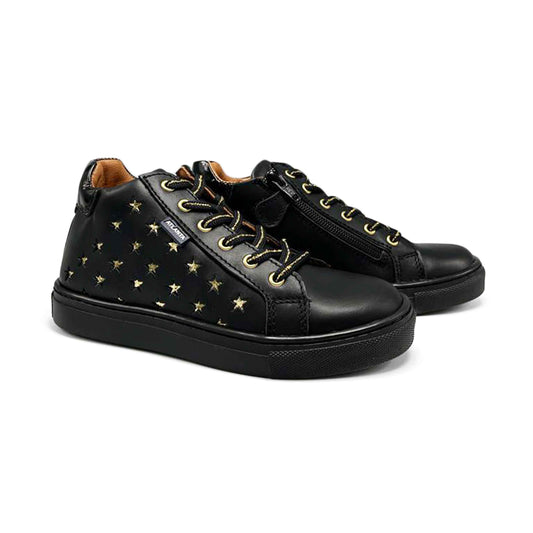 Atlanta Mocassin Black and Gold Star Lace Sneaker 115