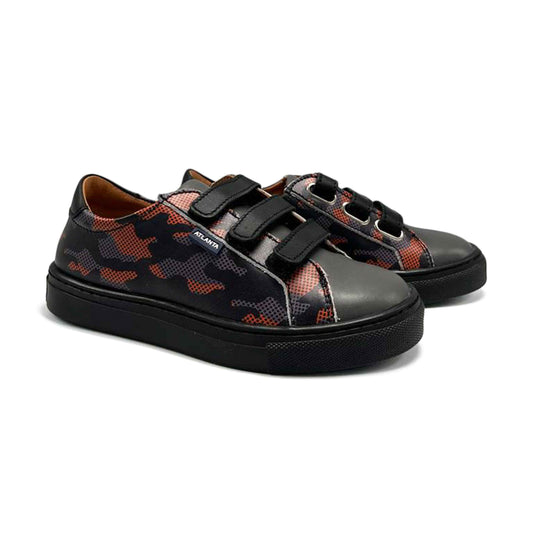 Atlanta Mocassin Black Grey Orange Military Velcro Sneaker 523