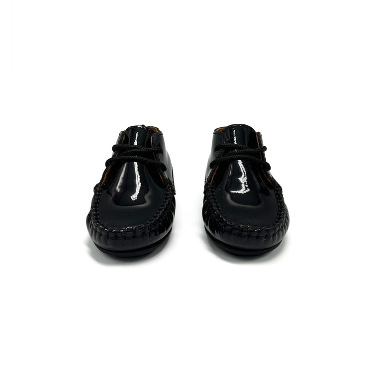 Atlanta Mocassin Black Patent Baby Bootie 073