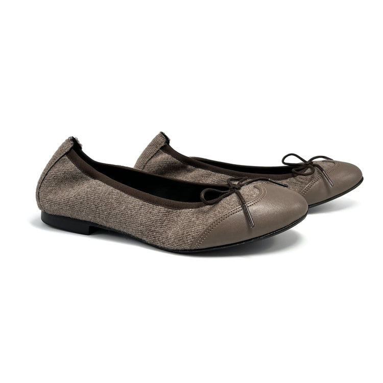 Blublonc Luisa Taupe Flannel Ballet Flat