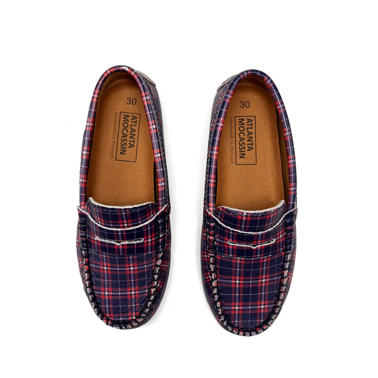 Atlanta Mocassin Blue & Red Scottish Penny Loafer 032