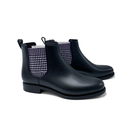 Henry Ferrera Marsala Black Houndstooth Rain Boot