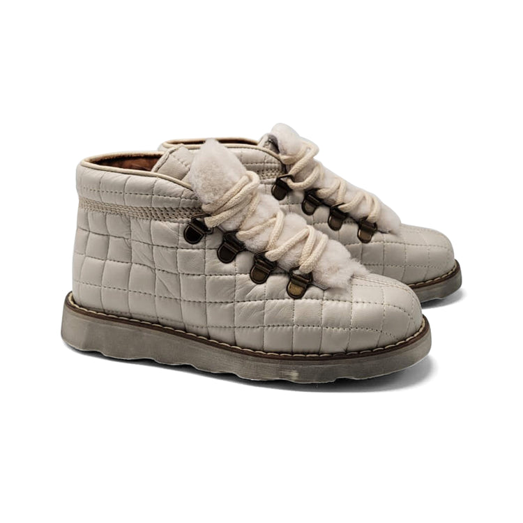 Pepe' ES X LS Off White Lace Up Quilted Fur High Top 818