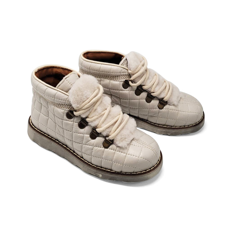 Pepe' ES X LS Off White Lace Up Quilted Fur High Top 818