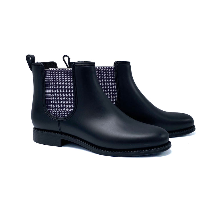 Henry Ferrera Marsala Black Houndstooth Rain Boot