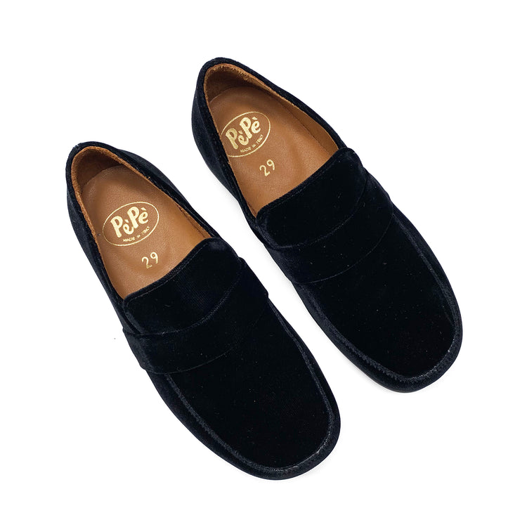 Pepe' Black Velvet Slip On Penny Loafer 1500