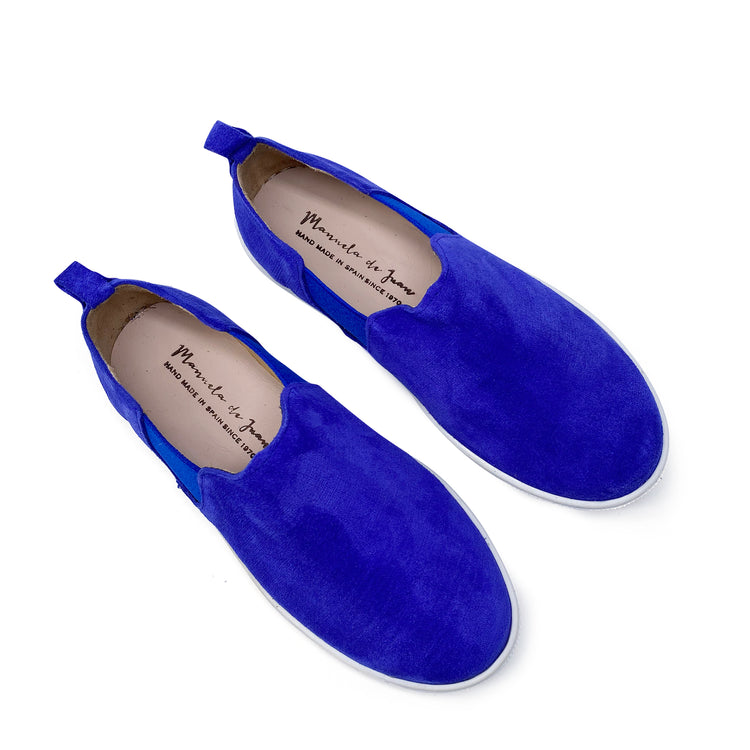 Manuela De Juan Cobolt Blue Nubuk Slip On Sneaker S2800