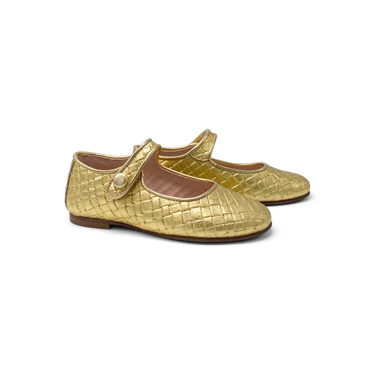 Maria Catalan Gold Basket Weave Mary Jane 380609