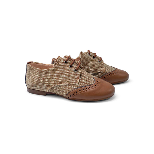 Maria Catalan Tobacco Tweed Wingtip Lace Up Oxford 505709