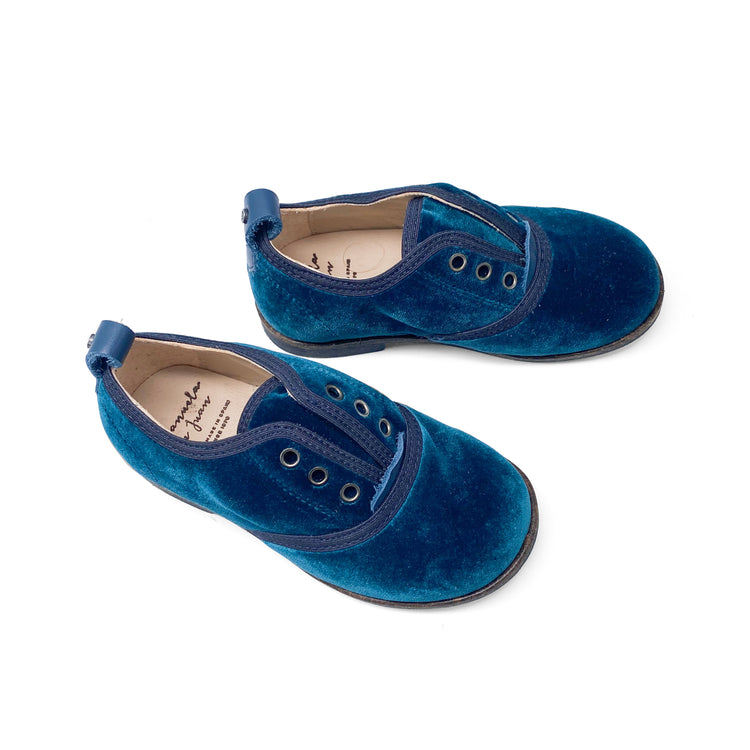 Manuela De Juan Teal Velvet slip on S2583