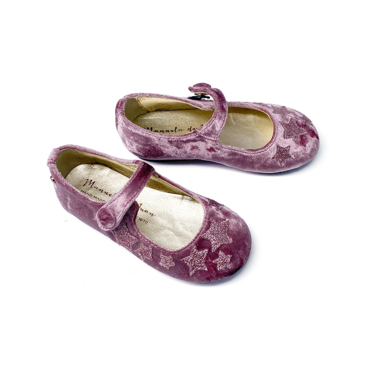 Manuela De Juan Pink Velvet Star Mary Jane S2880