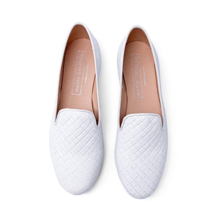 Maria Catalan White Basket Weave Slip On 505717