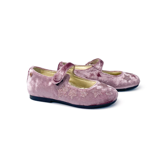 Manuela De Juan Pink Velvet Star Mary Jane S2880