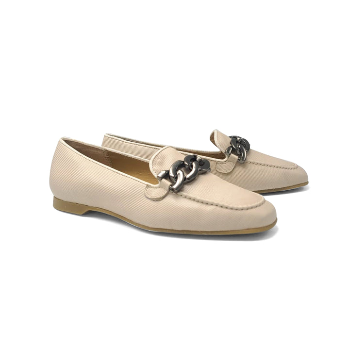 Geppettos Ivory Taupe Ribbed Chain Slip on 102064B