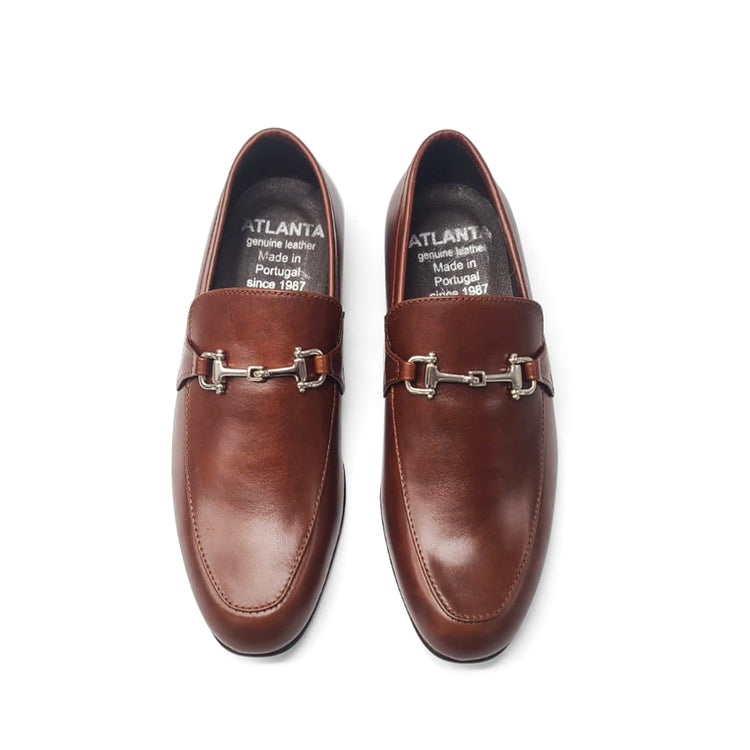 Atlanta Mocassin Brown Leather Chain Loafer 18897