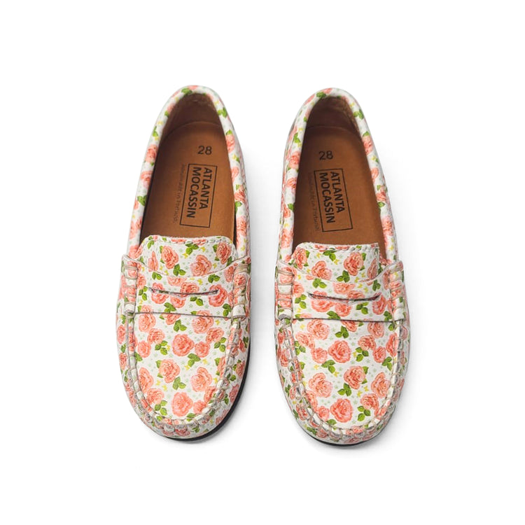 Atlanta Mocassin Peach Roses Penny Loafer