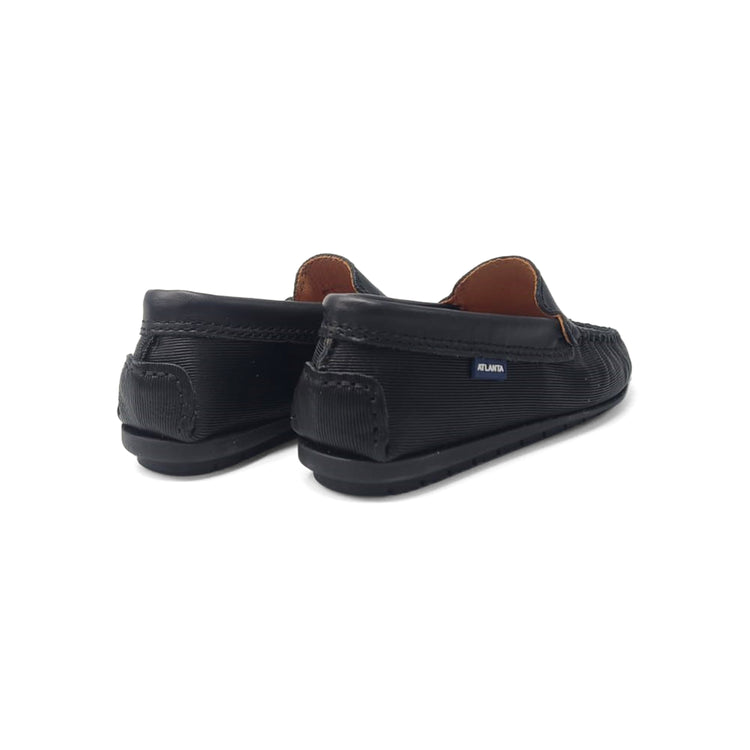 Atlanta Mocassin Black Ribbed 051