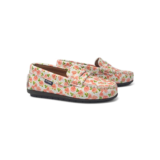 Atlanta Mocassin Peach Roses Penny Loafer