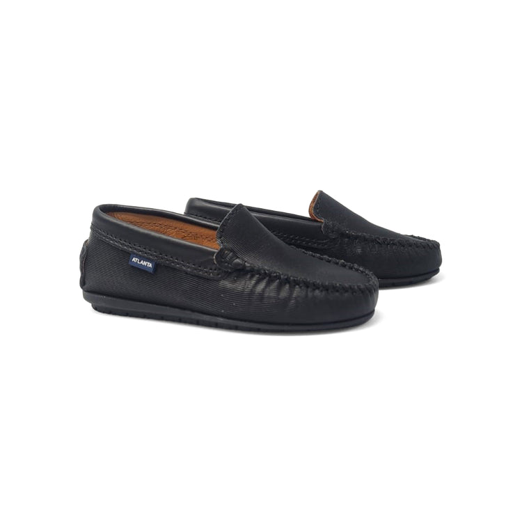 Atlanta Mocassin Black Ribbed 051