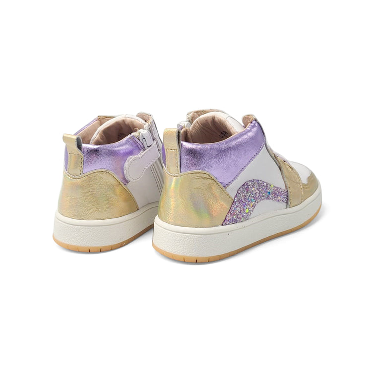 Acebos White Lilac Gold Hi Top Sneaker 5583