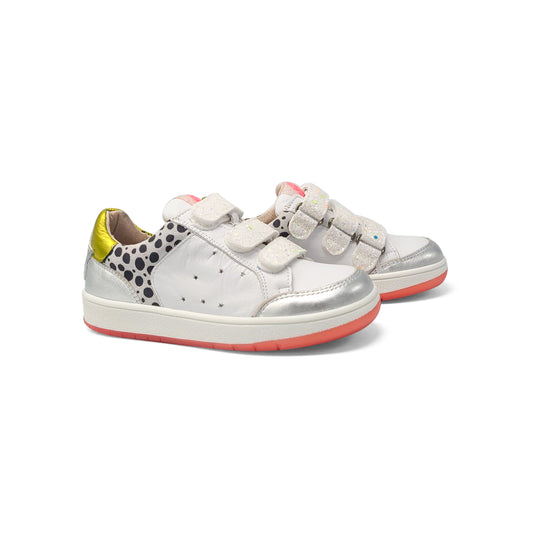 Acebos White Star Imprint Glitter Velcro Sneaker 9943