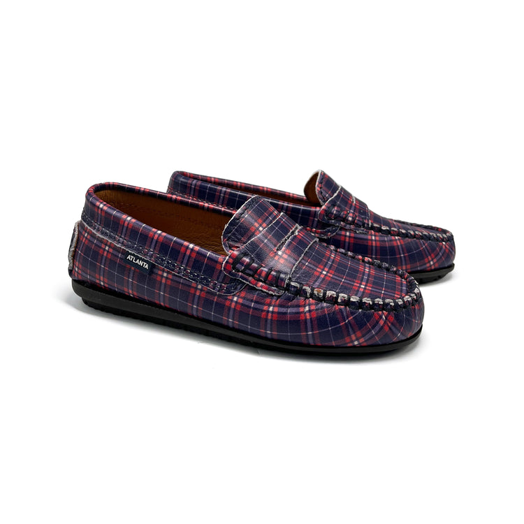 Atlanta Mocassin Blue & Red Scottish Penny Loafer 032