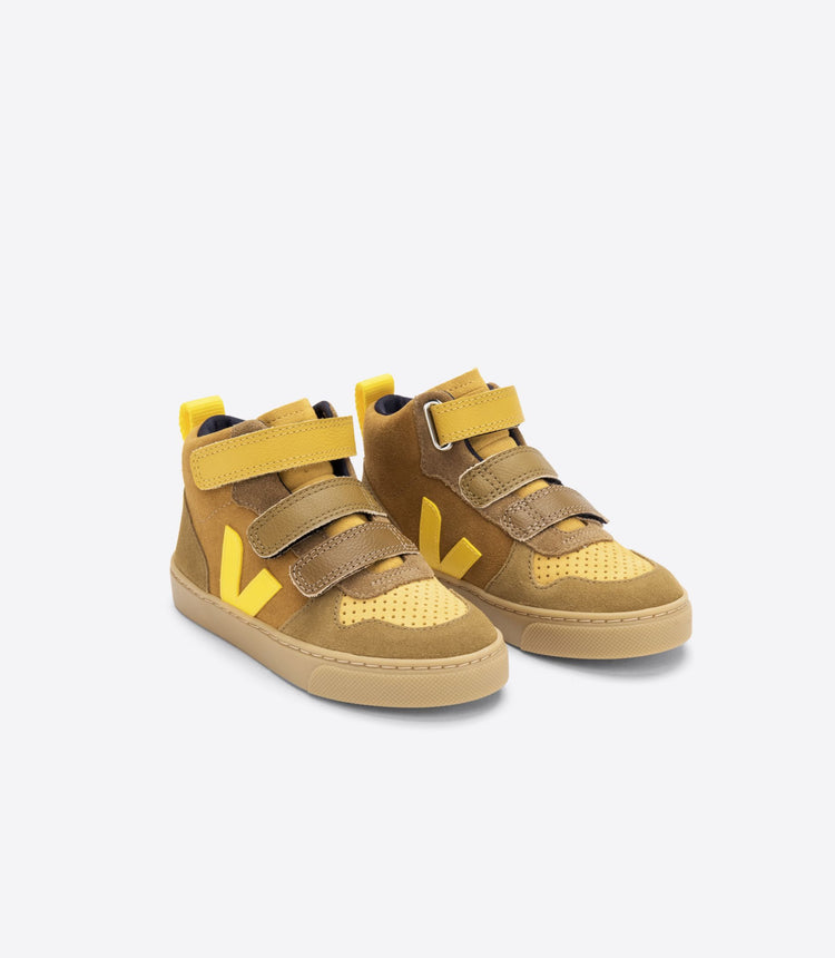 VEJA Brown Yellow Suede Hi Top Velcro Sneaker-3047