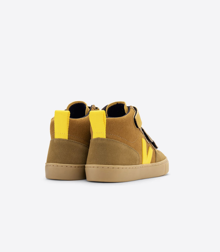 VEJA Brown Yellow Suede Hi Top Velcro Sneaker-3047