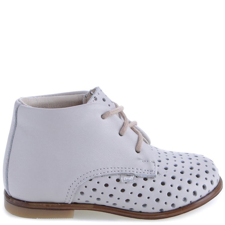 Emel White Perforated Lace Up First Walker E1426