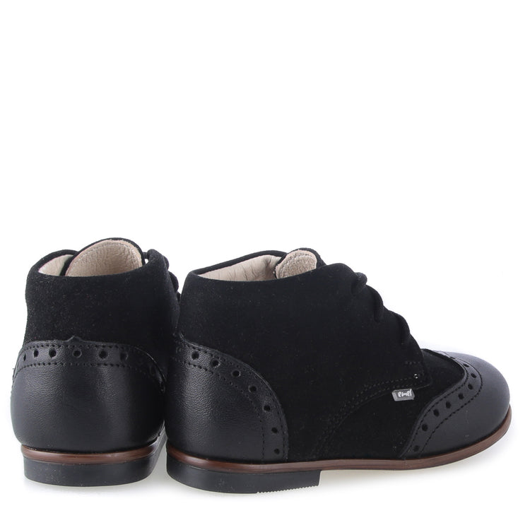 Emel Black Velvet Wingtip Baby Bootie 1432