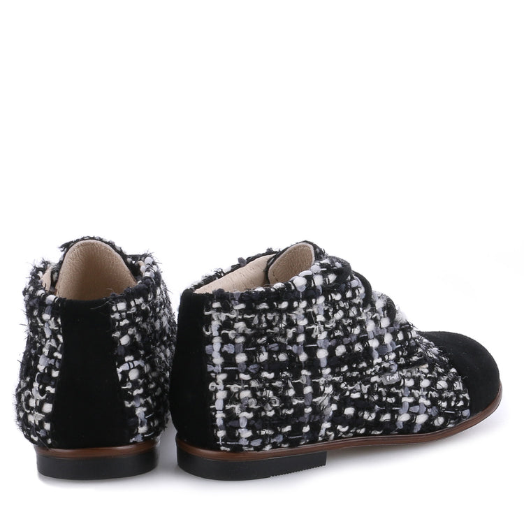 Emel Black & White Tweed Baby Bootie E1427