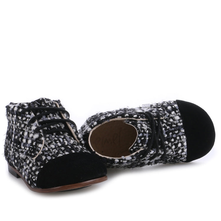 Emel Black & White Tweed Baby Bootie E1427