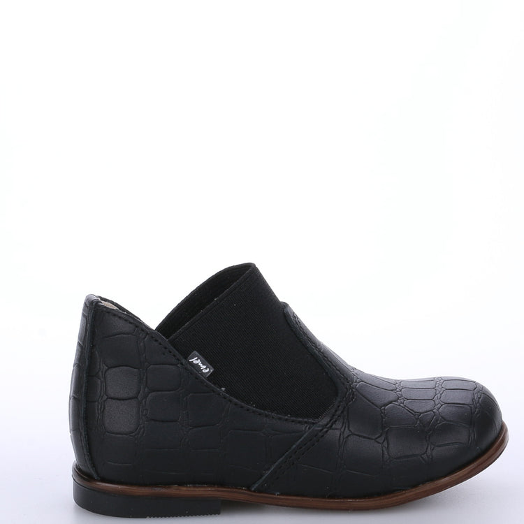 Emel Black Croc Slip On Bootie 2180