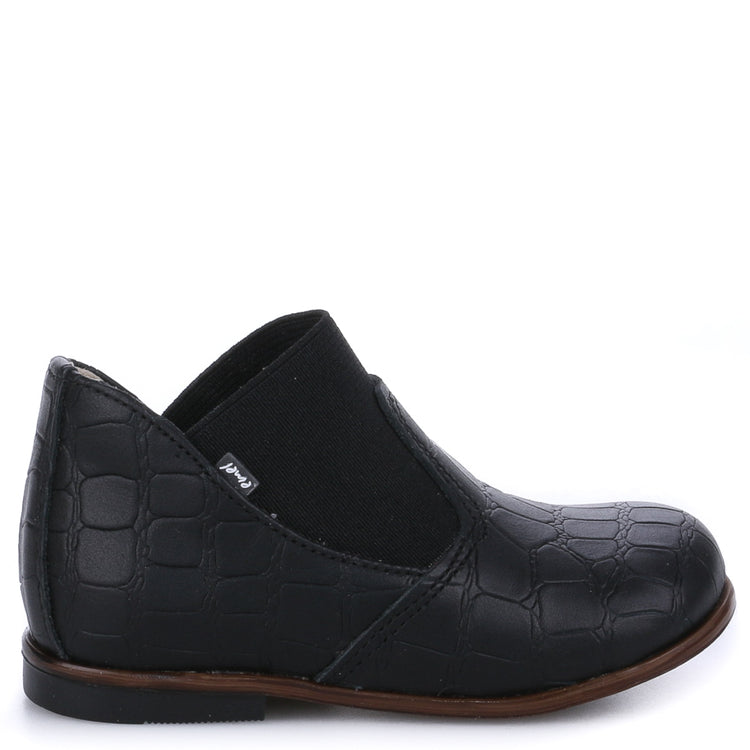 Emel Black Croc Slip On Bootie 2180